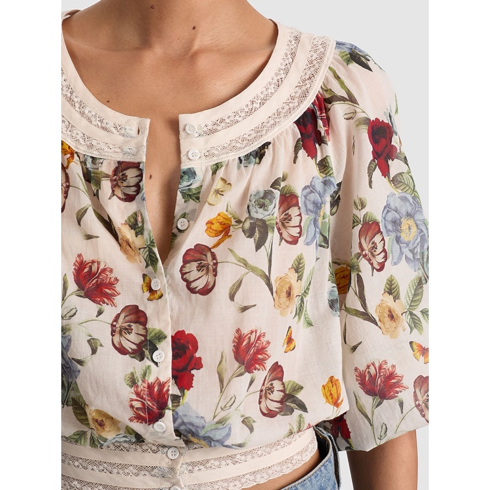 Alice + Olivia Cherelle Floral Button Down Blouse Top - Picture 5 of 12